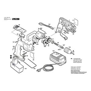 Запчасти для аккумуляторной дрели Bosch GBM 12 VES-2 12 V 06019385A1, деталировка 1