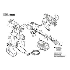Запчасти для аккумуляторной дрели Bosch GBM 7,2 VES-2 7.2 V 0601938767, деталировка 1