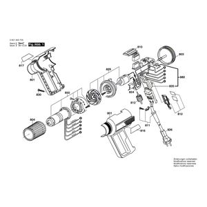 Запчасти для термовоздуходувки Bosch GHG 650 LCE 230 V 0601943703, деталировка 1