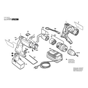 Запчасти для аккумуляторной дрели-шуруповерта Bosch GSR 14,4 VPE-2 14.4 V 0601946420, деталировка 1