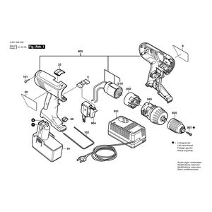 Запчасти для аккумуляторной дрели-шуруповерта Bosch 3650 14.4 V 0601948460, деталировка 1