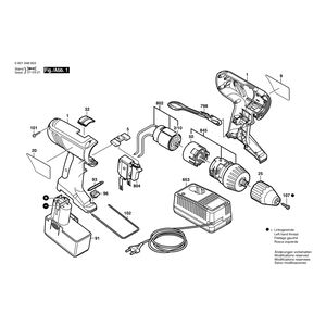 Запчасти для аккумуляторного шуруповерта Bosch GSR 9,6 VE-2 9.6 V 0601948685, деталировка 1