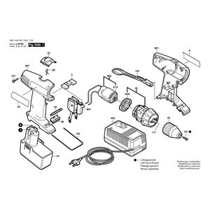 Запчасти для аккумуляторной дрели-шуруповерта Bosch GSR 9,6 V 9.6 V 0601949603, деталировка 1