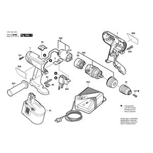 Запчасти для аккумуляторной дрели-шуруповерта Bosch GSR 18 VE-2 18 V 0601951320, деталировка 1