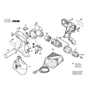 Запчасти для аккумуляторной ударной дрели Bosch GSB 24 VE-2 24 V 0601952255, деталировка 1