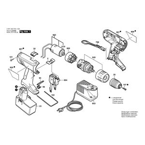 Запчасти для аккумуляторной ударной дрели Bosch GSB 12 VE-2 12 V 06019545AE, деталировка 1