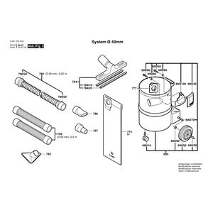 Запчасти для универсального пылесоса Bosch GAS 12-50 RF 230 V 0601975903, деталировка 3 Запчасти для универсального пылесоса Bosch GAS 12-50 RF 230 V 0601975903, деталировка 3