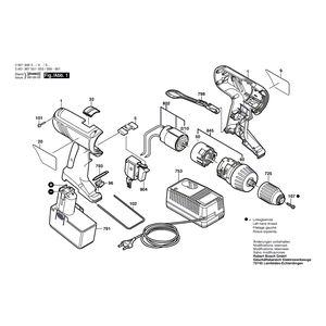 Запчасти для аккумуляторной дрели-шуруповерта Bosch GSR 12 VPE-2 12 V 0601997554, деталировка 1