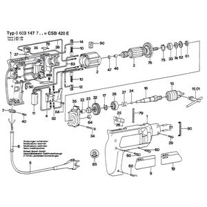 Запчасти для ударной дрели Bosch CSB 420-E 220 V 0603147703, деталировка 1