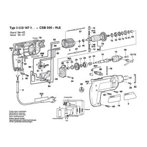 Запчасти для ударной дрели Bosch CSB 500-RLE 220 V 0603147903, деталировка 1