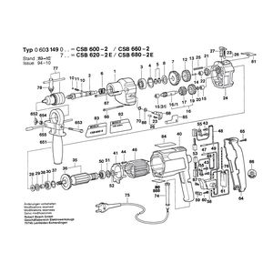 Запчасти для ударной дрели Bosch CSB 660-2 230 V 0603149003, деталировка 1