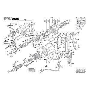 Запчасти для ударной дрели Bosch CSB 700-2 RE 230 V 0603166670, деталировка 1