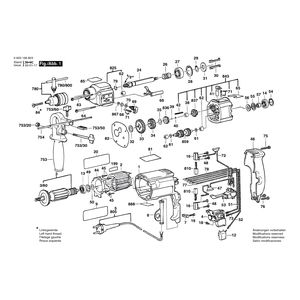 Запчасти для ударной дрели Bosch CSB 680-2 RE 230 V 0603166803, деталировка 1