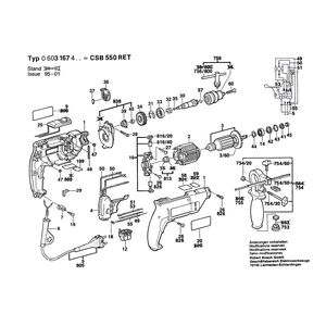 Запчасти для ударной дрели Bosch CSB 550 RET 230 V 0603167403, деталировка 1