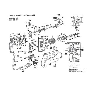 Запчасти для ударной дрели Bosch CSB 480 RE 220 V 0603167503, деталировка 1