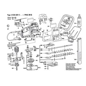 Запчасти для кустореза Bosch PHS 36 G 220 V 0603221303, деталировка 1