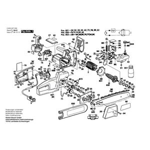 Запчасти для цепной пилы Bosch PKE 40 B 230 V 0603227203, деталировка 1 Запчасти для цепной пилы Bosch PKE 40 B 230 V 0603227203, деталировка 1