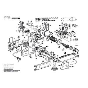 Запчасти для цепной пилы Bosch PKE 35 B 220 V 0603227503, деталировка 1