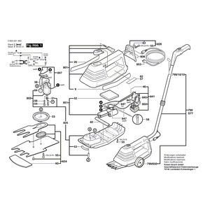 Запчасти для кустореза Bosch AGS 8-ST 230 V 0603231460, деталировка 1 Запчасти для кустореза Bosch AGS 8-ST 230 V 0603231460, деталировка 1