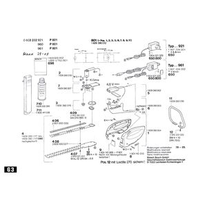 Запчасти для кустореза Bosch P 801 220 V 0603232960, деталировка 1