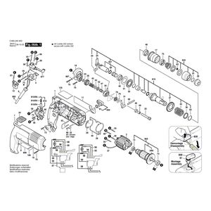 Запчасти для перфоратора Bosch PBH 16 RE 220 V 0603245603, деталировка 1 Запчасти для перфоратора Bosch PBH 16 RE 220 V 0603245603, деталировка 1