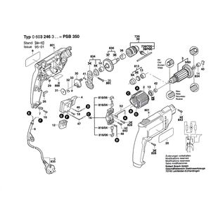 Запчасти для ударной дрели Bosch PSB 350 230 V 0603246303, деталировка 1