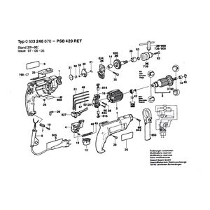 Запчасти для ударной дрели Bosch PSB 420 RET 230 V 0603246670, деталировка 1