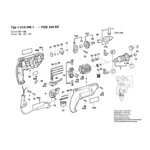 Запчасти для ударной дрели Bosch PSB 380 RE 220 V 0603246903, деталировка 1