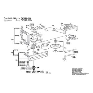 Запчасти для угловой шлифмашины Bosch PWS 20-230 J 230 V 0603249803, деталировка 2