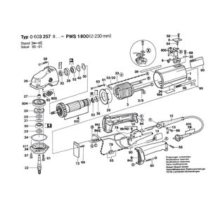 Запчасти для угловой шлифмашины Bosch PWS 1800 220 V 0603257803, деталировка 1