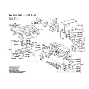 Запчасти для рубанка Bosch PHO 3-82 220 V 0603259160, деталировка 2