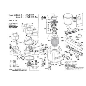 Запчасти для универсального пылесоса Bosch PAS 800 FA 220 V 0603262903, деталировка 2
