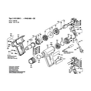 Запчасти для термовоздуходувки Bosch PHG 600 CE 230 V 0603268503, деталировка 1