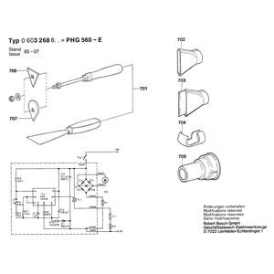 Запчасти для термовоздуходувки Bosch PHG 560-E 220 V 0603268603, деталировка 2