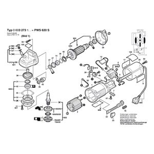 Запчасти для угловой шлифмашины Bosch PWS 620 S 220 V 0603273103, деталировка 1