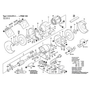 Запчасти для точила Bosch PSM 125 230 V 0603274203, деталировка 1