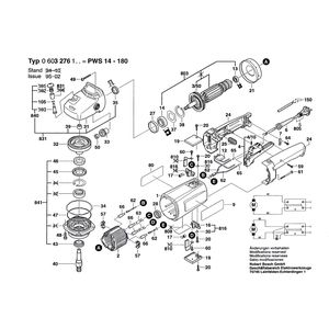 Запчасти для угловой шлифмашины Bosch PWS 14-180 230 V 0603276103, деталировка 1