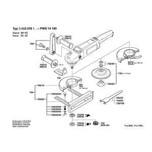 Запчасти для угловой шлифмашины Bosch PWS 14-180 230 V 0603276103, деталировка 2