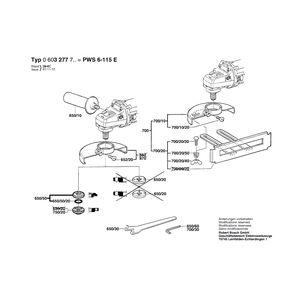 Запчасти для угловой шлифмашины Bosch PWS 6-115 E 220 V 0603277703, деталировка 2
