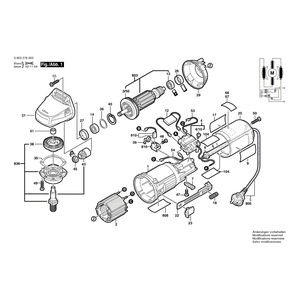 Запчасти для угловой шлифмашины Bosch PWS 5-115 220 V 0603278003, деталировка 1