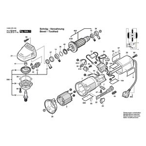 Запчасти для угловой шлифмашины Bosch PWS 5-115 220 V 0603278103, деталировка 1