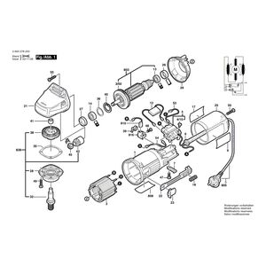 Запчасти для угловой шлифмашины Bosch PWS 6-115 220 V 0603278203, деталировка 1