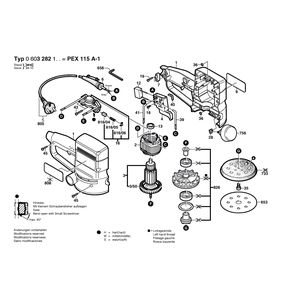 Запчасти для эксцентриковой шлифмашины Bosch PEX 115 A-1 230 V 0603282103, деталировка 1