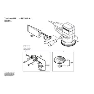 Запчасти для эксцентриковой шлифмашины Bosch PEX 115 A-1 230 V 0603282103, деталировка 2