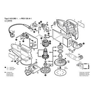 Запчасти для эксцентриковой шлифмашины Bosch PEX 125 A-1 230 V 0603283103