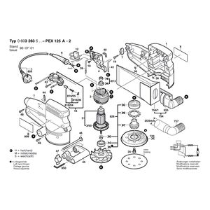 Запчасти для эксцентриковой шлифмашины Bosch PEX 125 A-2 230 V 0603283503, деталировка 1