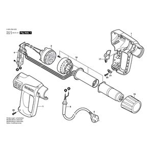 Запчасти для термовоздуходувки Bosch PHG 500-2 230 V 060329A003, деталировка 1