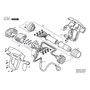 Запчасти для термовоздуходувки Bosch PHG 630 DCE 230 V 060329C703, деталировка 1