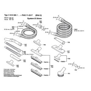 Запчасти для универсального пылесоса Bosch PAS 10-25 F 230 V 0603305103, деталировка 2