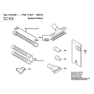 Запчасти для универсального пылесоса Bosch PAS 10-25 F 230 V 0603305103, деталировка 3